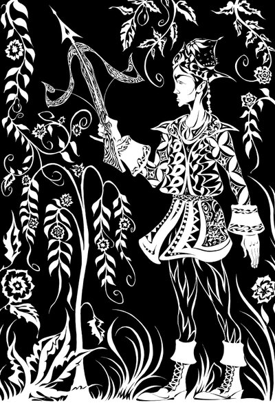 De Vuurvogel - illustratie van Prins Ivan uit het ballet De Vuurvogel uit 1910 van Igor Stravinsky door Neale Osborne